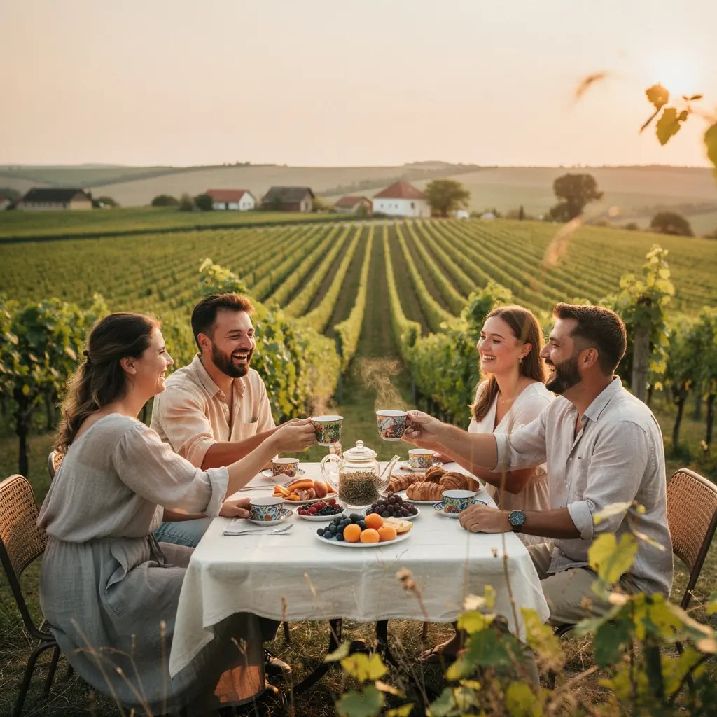Édeskömény tea csésze, mellette friss édeskömény magokkal.
